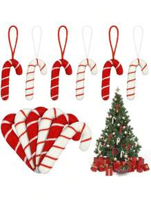 2 Stücke Weihnachts-Lutscher Ornamente Zuckerstangen zum Aufhängen, Filz Zuckerstangen Ornamente, Süßigkeiten Weihnachtsbaum Dekorationen Weihnachtsbaumschmuck