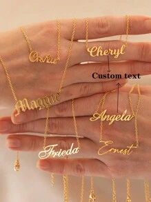 1 Pieza Collar con nombre personalizado de moda, etiqueta colgante geométrica de acero inoxidable, collar personalizado adecuado para mujeres, regalo, uso diario, confidente