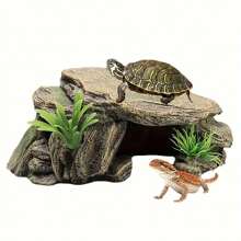 1 Pc Random Color And Style Reptile Aquarium Decor Resin Crafted Fake Basking Turtle Platform