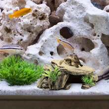 1 Pc Random Color And Style Reptile Aquarium Decor Resin Crafted Fake Basking Turtle Platform