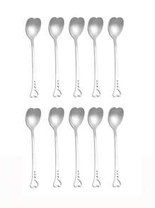 1/5/10 Stücke Gold/Silber Edelstahl Herzförmige Löffel, Herzgriff Kaffee Dessert Kuchen Rührlöffel, Hochzeitsgeschenk Löffel, Cut Out