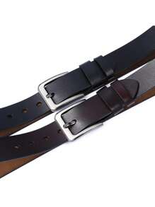 1 Miếng 3.7cm Chiều rộng Nam Da thật Kim tiêm Khóa thắt lưng , Cao Bồi Miền Tây Phong cách , Thích hợp Đối với Thông thường hàng ngày Mặc Với Quần jean Hoặc Quần - màu đen - Xem 2