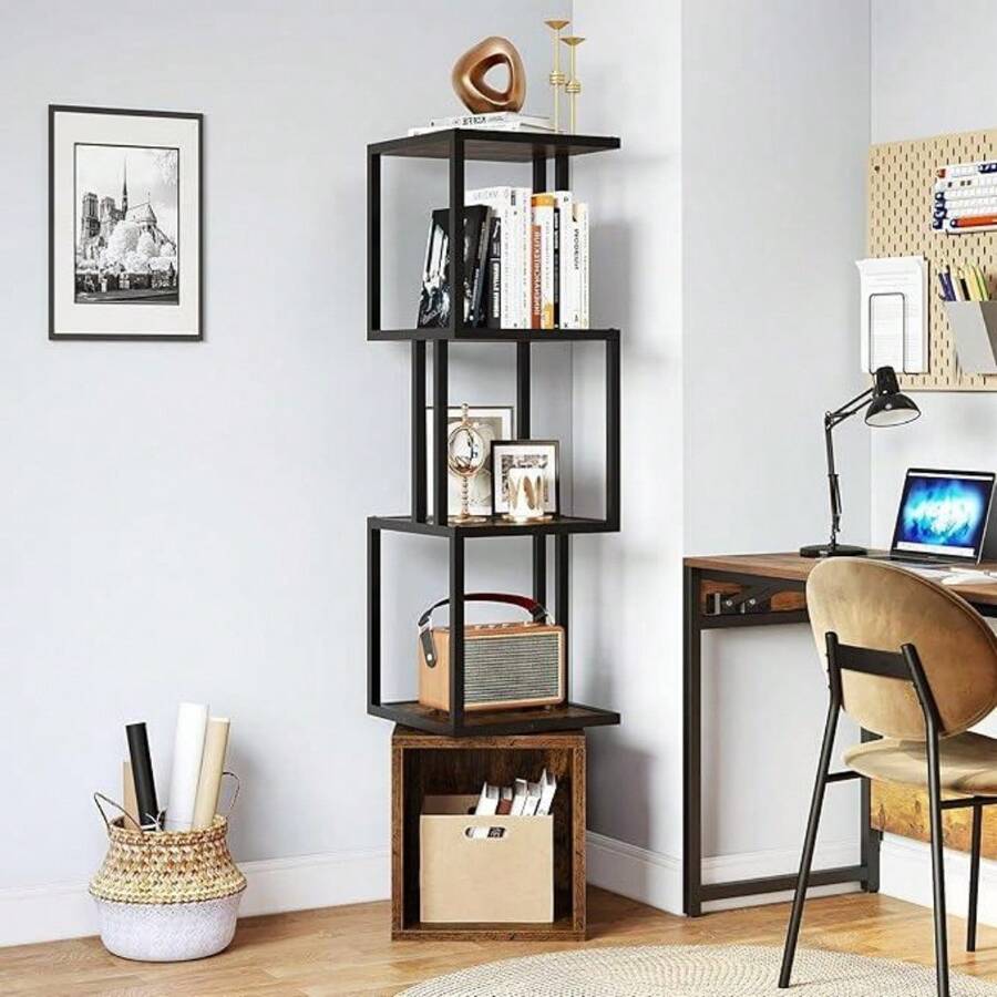 YITAHOME 4Tier Rotating Bookshelf 360 Display Floor Standing Bookcase