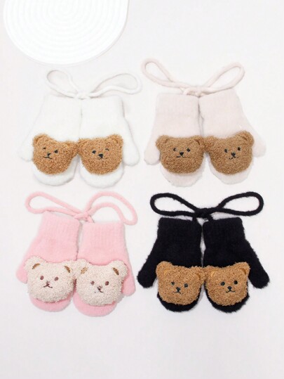 1 para dziecięcych, jednokolorowych, pluszowych misiów ze ściągaczem, modnych, unisexowych, dziecięcych torebek