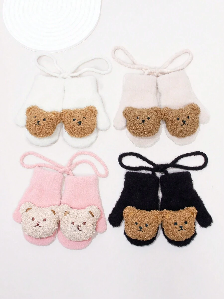 1 para dziecięcych, jednokolorowych, pluszowych misiów ze ściągaczem, modnych, unisexowych, dziecięcych torebek