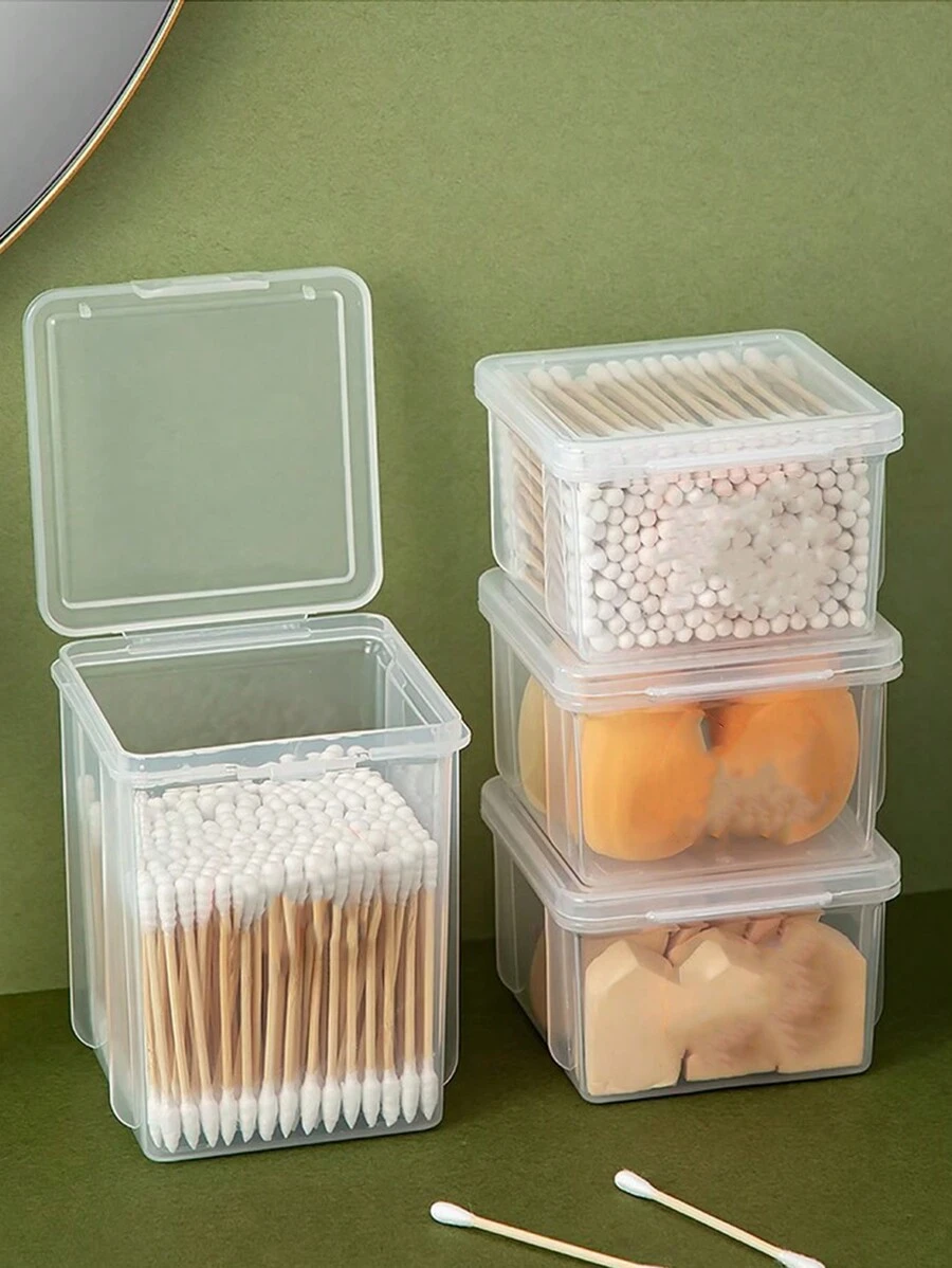 1个/2个装清洁棉签收纳盒，化妆清洁棉签/棉签盒，透明塑料翻盖收纳袋，房间装饰，包袋，化妆包，梳妆台，旅行，化妆包，旅行必备，收纳盒，储物，旅行必备，化妆品收纳盒，化妆包，化妆品收纳盒，收纳盒，洗漱包，桌面收纳盒，化妆品包，化妆袋，化妆品收纳盒，梳妆台配件，化妆袋，化妆包，珠宝盒，收纳袋，化妆刷架，刷架，香水收纳盒，收纳袋，女士礼物，圣诞礼物，女士礼物创意