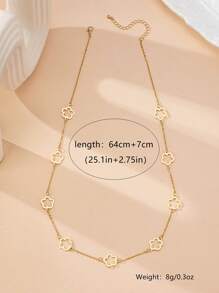 1pc Hollow Flower Pendant Long Necklace, European And American Retro Elegant Necklace For Women Valentines