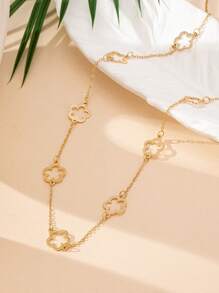 1pc Hollow Flower Pendant Long Necklace, European And American Retro Elegant Necklace For Women Valentines
