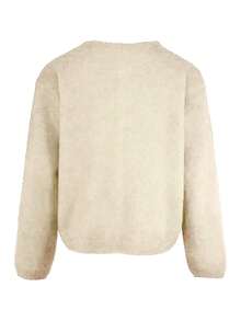 Women's Solid Color Long Sleeve Bow Button Loose Knit Cardigan, Autumn/Winter - Apricot - View 2