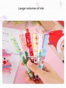 8/20支圣诞卡通中性笔速干直液滚珠笔多色学生笔彩色直液中性笔签名笔大容量笔，适合上班族、学生、老师，书写顺滑色彩鲜艳，记录生活点滴，绽放创意光芒。圣诞礼物奖品，送礼 - 彩色 - 查看 5