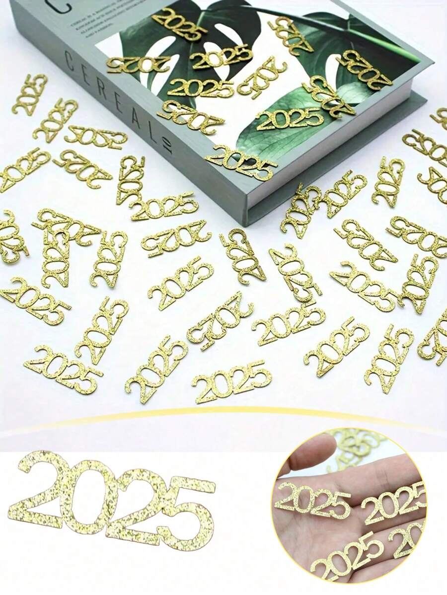 1 bộ/100 tờ giấy vụn kim tuyến vàng năm mới, giấy vụn tiệc Crossover, giấy lụa bóng vàng 2025, giấy vụn trang trí sinh nhật đám cưới giáng sinh ngày lễ tình nhân ngày của mẹ cho bàn - Nhiều màu - Xem 1