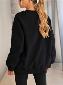 Damen Crew Neck Sweatshirts Lässig Locker Einfarbig Pullover Pullover Gemütlich Herbst Winter