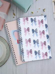 1 cuốn sổ tay lò xo trang trí nơ dễ thương dành cho học sinh, khổ A5 để ghi chú và làm bài tập - A5 - Xem 2