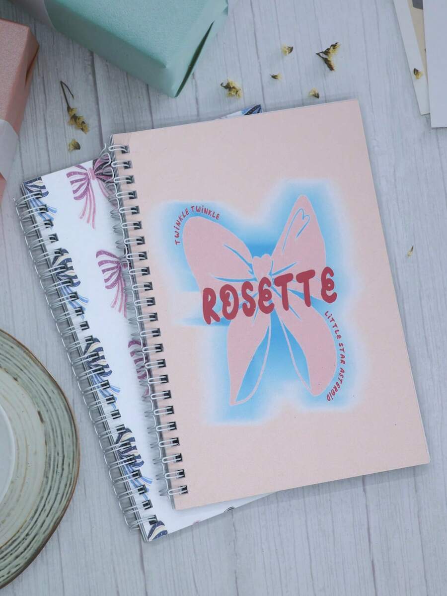 1 cuốn sổ tay lò xo trang trí nơ dễ thương dành cho học sinh, khổ A5 để ghi chú và làm bài tập - A5 - Xem 1