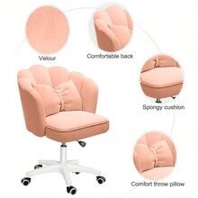 Silla de oficina, linda silla de escritorio con pétalos, moderna silla de tela con forma de mariposa para el hogar, silla de altura ajustable, sillas de maquillaje, sillas de computadora - Rosa - Ver 4