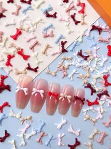 Thanksgiving Special Offer 50 Pieces Of Adorable Small Bow Nail Art Products, 3D Resin Flat Girl Bows/Mixed Colors Package, Nail Art Diy Charm Women'S Red Long Nails/Short Nails Accessories, Nail Accessories, Nail Gems, Nail Products, Nail Jewelry, Sweater Nail Decorations Nail Supplies Nails Nail Charms - Multicolor - View 8