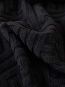 1pc Thick Velvet Jacquard Plain Color Short Back Arched Dining Chair Cover - Black - View 5