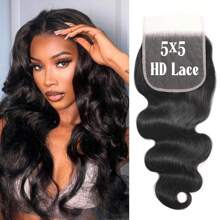 5x5 HD Lace Closure Human Hair Body Wave Closure Human Hair Closure Invisible Natural Hairline - SNatural - View 1