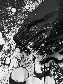 Men's Lightweight Casual Zip-Up Jacket With Abstract Allover Print, Suitable For Spring And Autumn - Black - View 6