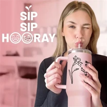 Customized Stainless Steel Insulated Tumbler With Handle And Straw, Personalized Engraved Travel Mug, Cute Sweet Pink Color Cup, Birthday Gift For Her, Best Friend Gift