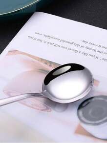 2/4/6pcs Stainless Steel Thin Soup Spoons, Suitable For Home, Restaurant, Party, Wedding