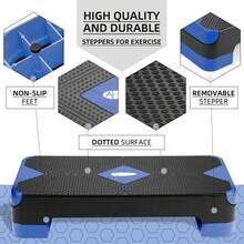 ACTIVE FOREVER Steppers For Exercise , Aerobic Step Board And Height Adjustable, Non-Slip Fitness Stepper Equipment For Exercise Workout Home Office - 68cm-兩層-藍色 - 查看 2