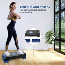 ACTIVE FOREVER Steppers For Exercise , Aerobic Step Board And Height Adjustable, Non-Slip Fitness Stepper Equipment For Exercise Workout Home Office - 68cm-兩層-藍色 - 查看 5