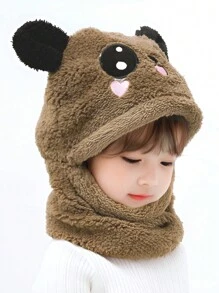 1pc Panda Children Hat With Scarf, Cute And Super Adorable Plush Warm Ear Protection, Suitable For Boys And Girls Ages 1-4, 4-6, 7-10, 11-Adult, For Indoor, Outdoor, Cosplay, Party, Children Gift