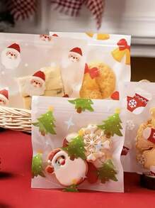 6/8/10/12 pièces Sacs-cadeaux de Noël - Sacs en plastique transparent pour bonbons et biscuits, parfaits pour les cadeaux de fête et les faveurs de fête, styles assortis Décorations de Noël Pyjamas de Noël Cadeaux de Noël Décoration de Noël - Multicolore - Voir 5