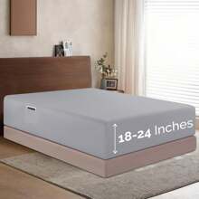 Elegant Comfort Luxury 1pc Extra Deep 18-24 Inch Deep Pocket Fitted Sheet - All Around Elastic Bedding Mattress Covers With Deep Pocket Up To 24 Inch And Double Sided Storage Pockets, Ultra Soft Machine Washable Luxury 1-Piece Bed Fitted Sheet - Fade And Wrinkle Resistant Premium Hotel Quality Twin/Full/Queen/King/Cal King Fitted Sheet, Christmas Decorations Gifts, Cozy Winter Styles, Bright Shades - 銀色 - 查看 1