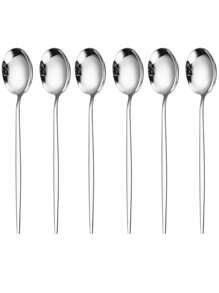 2/4/6pcs Stainless Steel Thin Soup Spoons, Suitable For Home, Restaurant, Party, Wedding