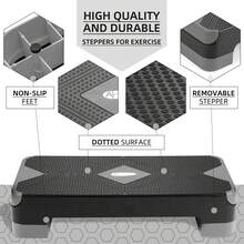 ACTIVE FOREVER Steppers For Exercise , Aerobic Step Board And Height Adjustable, Non-Slip Fitness Stepper Equipment For Exercise Workout Home Office - 68cm-二層-灰色 - 查看 2