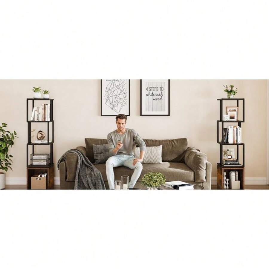 YITAHOME 4Tier Rotating Bookshelf 360 Display Floor Standing Bookcase