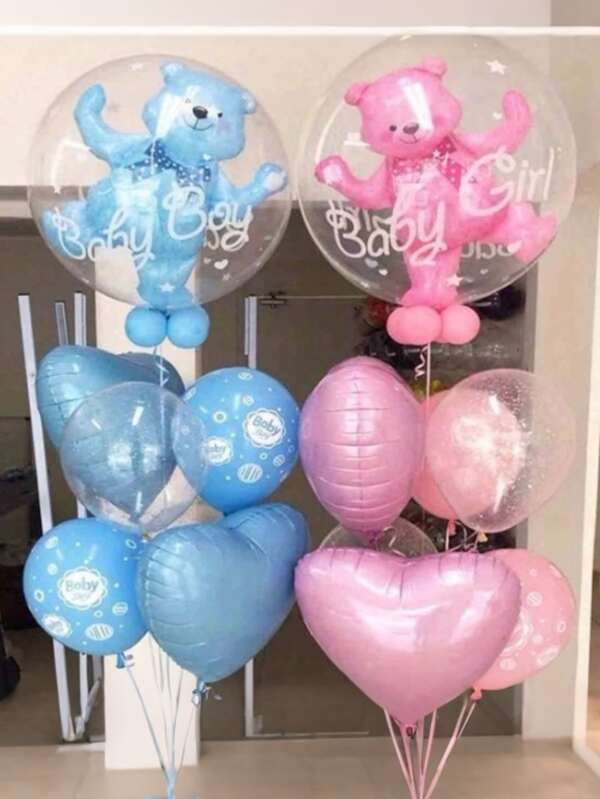 2 Stück/Set große 60cm Schwangerschafts-Sammelballons - transparente rosa & blaue Tier-Folien Dekorationen für Geburtstagsfeiern und Festlichkeiten