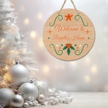 1 件定制名称个性化圣诞门圆形标牌、创意墙面装饰吊坠、房间装饰、感恩节礼物、送给家人和朋友的礼物、特殊礼物、圣诞礼物 - 原木色 - 查看 14