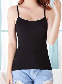 4 Piece Set Women's Solid Color Sleeveless Decorative Crew Neck Camisoles