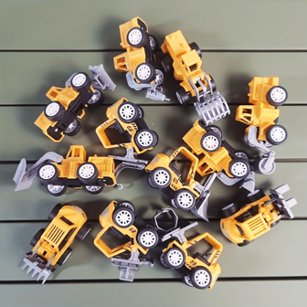 12 件迷你工程车玩具套装，12 种款式可选（男孩、女孩和小朋友都喜欢）- 耐用塑料，多色设计，适合儿童节日、生日礼物、返校
