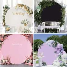 1pc Solid Color Round Background Cover Set With 2 Clips, Stretchy Round Background Backdrop Cloth Cover For Birthday Party, Wedding, Events Decor, 5/6/6.6/7.2FT (Excluding Metal Frame),Christmas