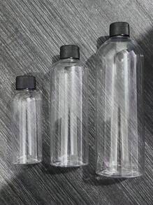 1pc 100ml/250ml/500ml Transparent Plastic Sample/Travel Size Bottle With Cap, Round Liquid Filling Bottles Home Bathroom Decor Fall Decor Back To School - Clear - View 7