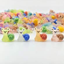 迷你夜光蜗牛树脂饰品，适合作为生日礼物或派对礼物，颜色随机 - 隨機顏色蝸牛 - 查看 13