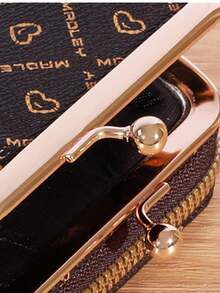 PC 经典几何图案手拿包 优雅锁扣和拉链封闭钱包 圣诞礼物 感恩节礼物 复古礼物 钥匙扣钱包 女士钱包 迷你钱包 钱包 手拿包 零钱包 - 咖啡棕 - 查看 5