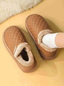 特价！新款冬季保暖毛绒女士雪地靴拖鞋，女士保暖内衬厚底室内家居拖鞋，男女通用舒适防滑毛绒家居鞋 - 駝色 - 查看 6