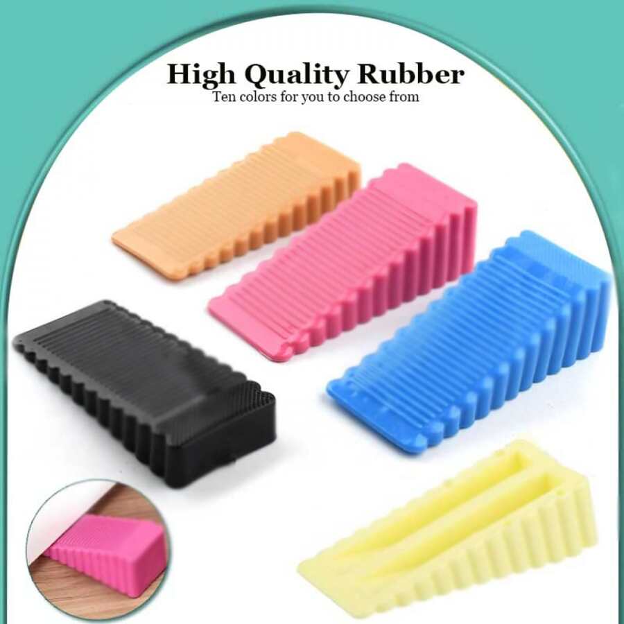 5 miếng chặn cửa bằng silicon, hình nêm, an toàn và có thể tái sử dụng, chặn cửa giảm xóc cho gia đình và văn phòng Quà tặng tốt nhất - Nhiều màu - Xem 1