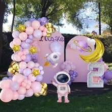 Bộ 115 bóng bay, bao gồm bóng bay cao su và bóng bay lá nhôm hình phi hành gia màu hồng và số màu trắng, thích hợp cho đám cưới, sinh nhật bé gái, tiệc tùng, ngoài trời, nhiều đồ trang trí theo chủ đề giấc mơ khác nhau - Nhiều màu - Xem 1