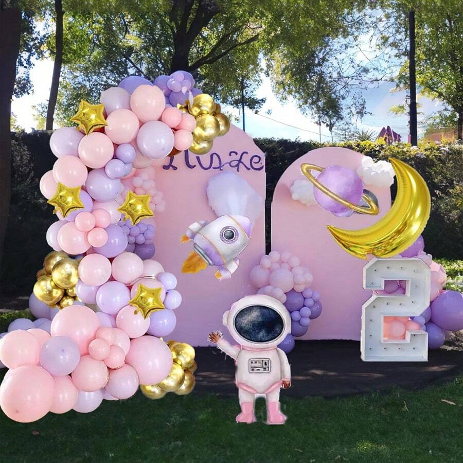 Bộ 115 bóng bay, bao gồm bóng bay cao su và bóng bay lá nhôm hình phi hành gia màu hồng và số màu trắng, thích hợp cho đám cưới, sinh nhật bé gái, tiệc tùng, ngoài trời, nhiều đồ trang trí theo chủ đề giấc mơ khác nhau - Nhiều màu - Xem 1