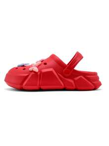 HOEASE Giày Clogs thoáng khí thông thường có móc khóa hoạt hình dễ thương cho bé gái, giày Clogs nhẹ, nhanh khô, chống trượt dùng trong nhà, ngoài trời, tắm biển, hồ bơi, mọi mùa - Đỏ - Xem 2