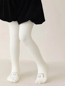 1 quần tất nỉ san hô thiết kế hình gấu dễ thương cho bé gái - trắng - Xem 6