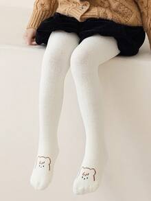 1 quần tất nỉ san hô thiết kế hình gấu dễ thương cho bé gái - trắng - Xem 4