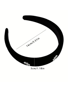 1pc Elegant Velvet Headband With Pearl Bow Decor, Suitable For Washing Face, Makeup, Daily, Evening Party And Holiday Celebration In Autumn & Winter