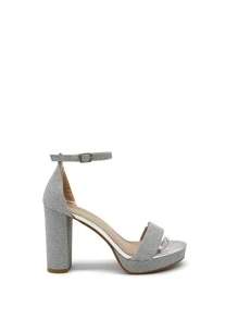 Sandales à talon compensé et plateforme pour femmes REVREAL avec bride à la cheville - Chaussures de soirée confortables à bout ouvert, sandales d'été pour femmes - Argent - Voir 2